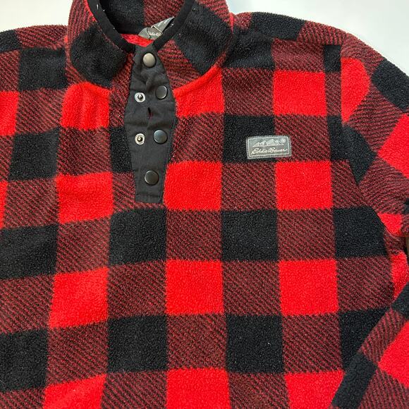 Eddie Bauer Youth Buffalo Plaid Fleece Pullover 10-12Y - Picture 2 of 4